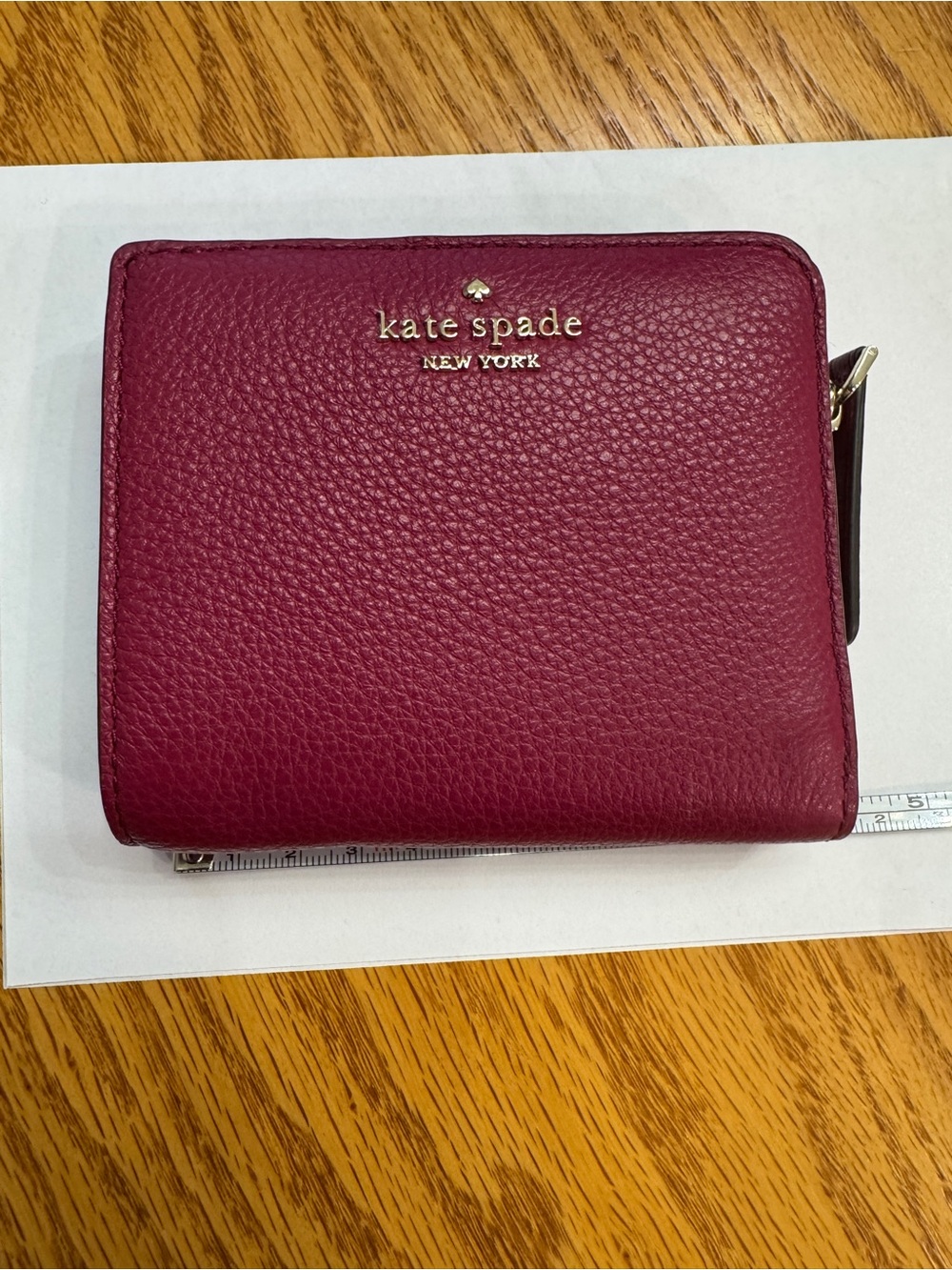 kate spade Pebbled Leather Zip Wallet - Wine